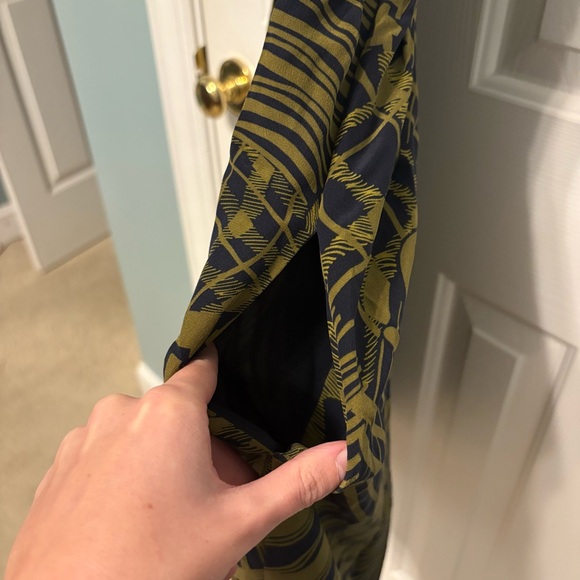 Maple Anthropologie Dress Size 2 Silk Green Navy Sweetheart Geometric Mini Lined - Picture 7 of 16